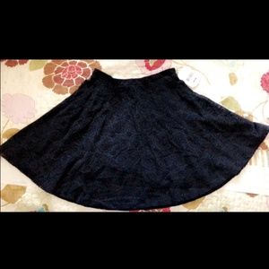 Black Eyelet Faux Suede Skirt